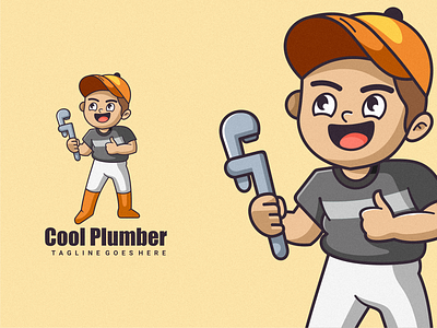 Cool Plumber Character Mascot character cute design illustration logo mascot people plumber service