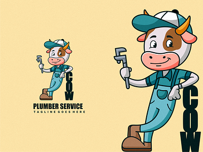 Plumber Service Character Mascot cat character cow cute design illustration logo mascot plumber