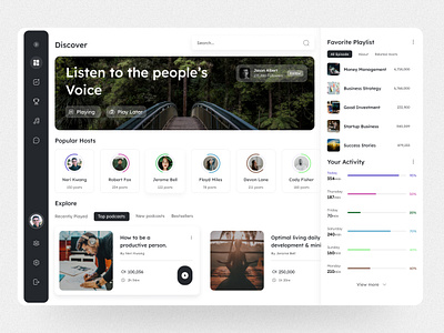 Podcast Dashboard UI Design admin dashboard admin panel app app ui branding dashboard dashboard ui design graphic design listening app logo popular design product design trendy ui ui uiux ux vector website