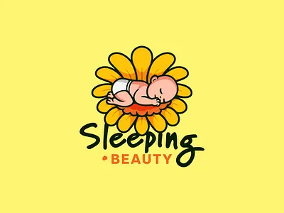 Sleeping baby cartoon cute mascot character logo design baby branding cartoon character child cute design diaper flower illustration kid logo mascot pillow plant sleep sleeping vector