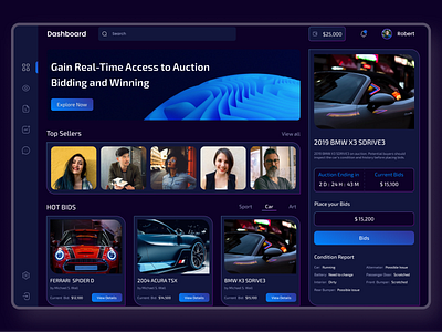 Bidding Dashboard admin dashboard app app ui auctionsoftware biddinganalytics bidmanagement bidtracking branding car bidding dark mood dashboard dashboard ui dashboardinterface design digital product digitech uk illustration logo onlinebidding ui