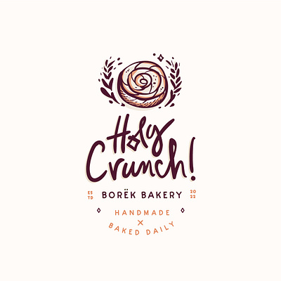 Holy Crunch logo borek branding california food graphic design hand drawn handmade illustration lettering logo restaurant store turkish vintage