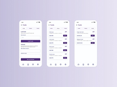 GRT -Transit System Mobile Application - Funds app autoload bus bus pass design funds mobile app money pass product design reload transit ui ux