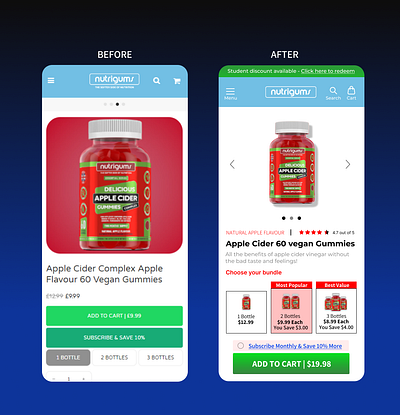 Nutrigums Product Page UI Mobile design ecommerce ui