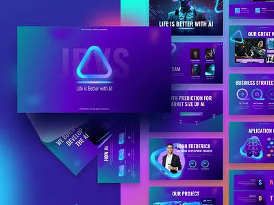 AI Powerpoint Template ai branding business creative design gradient illustration jrvs minimal portfolio powerpoint presentation product professional purple template