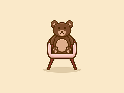 Cute Sit Bear Logo Design animal app bear branding chair cute design graphic design illustration logo sit typography ui ux vector