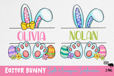Easter Bunny Split Monogram Sublimation branding graphic design mugs tshirt
