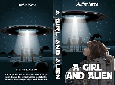 A Girl And Alien Book Cover Template book cover branding design illustration