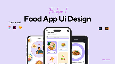 "Juicy Delights: Fast Food Based Mobile App UI Design Project" app design figma graphic design illustration responsive sketch ui vector xd