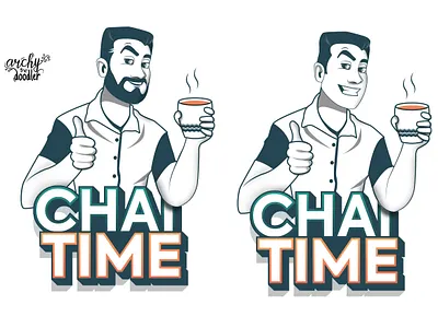Chai Time ( Tea Time) black chai character design icon illustration indian logo man mascot smile tea vector