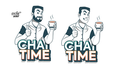 Chai Time ( Tea Time) black chai character design icon illustration indian logo man mascot smile tea vector