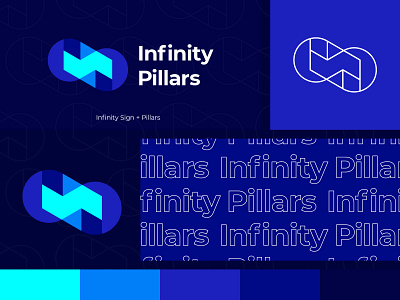Infinity Pillars - Logo Design 3d blue branding business gradient icon infinite infinity logo logo design loop media minimal pattern pillars startup uae uk usa video