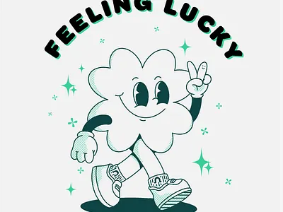 Feeling Lucky 2d cartoon cute design graphic design illustration lucky retro shamrock st patricks day vector