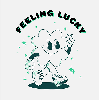 Feeling Lucky 2d cartoon cute design graphic design illustration lucky retro shamrock st patricks day vector