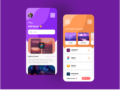 Courses Mobile App app design graphic design ui ux