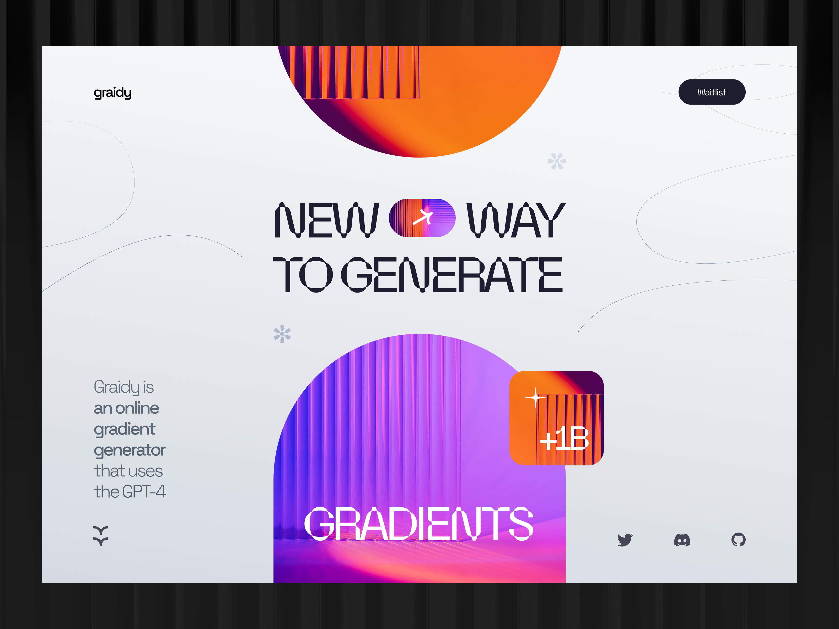 Graidy :: AI Gradient Generator ai color generator gradient landing page light trending ui ux web design web3
