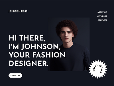 Web Design(UX+UI) for Johnson Ross Fashion Designer black boy clean creative dark design fashion figma glamour landing page minimal product design style ui ux vogue web webdesign website white