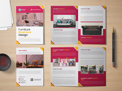 Furniture BI Fold Brochure Design Template bi fold brochure book branding brochure design graphic design modern print template vector