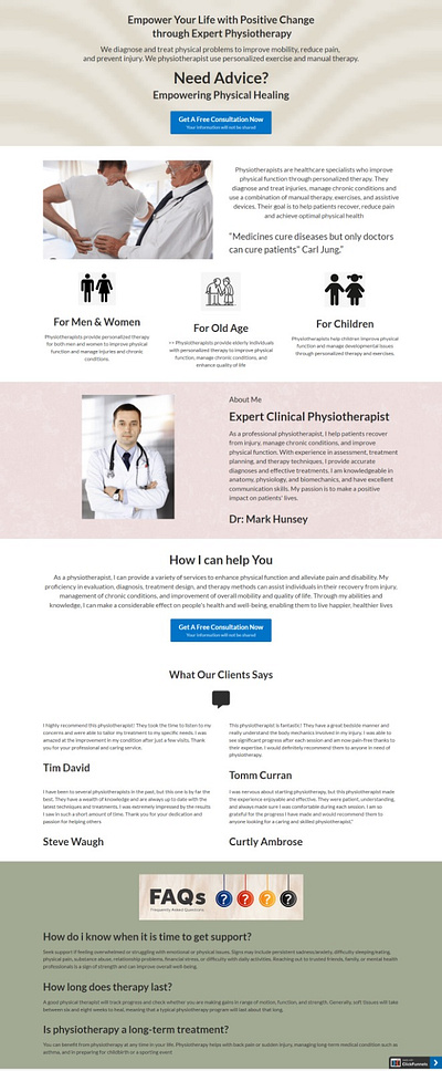 Physiotherapy Service Using Click Funnel clickfunnels clickfunnels landing page clickfunnels sale page clickfunnels sales funnel high converting sales funnel service launch