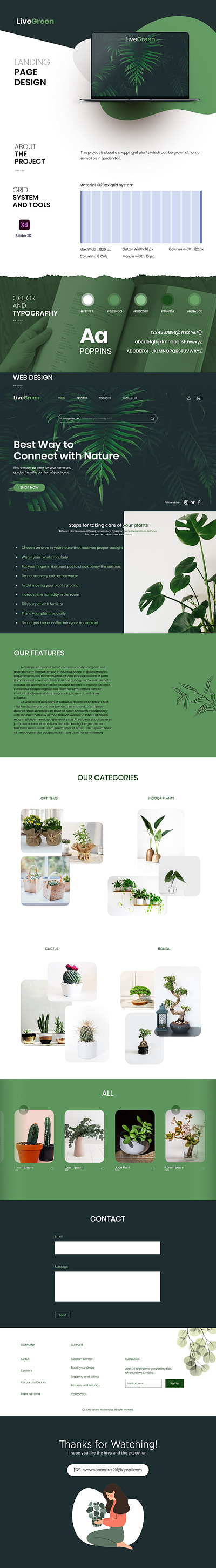 LiveGreen - E shopping of indoor/outdoor plants app branding design e shopping green plants typography ui ux website