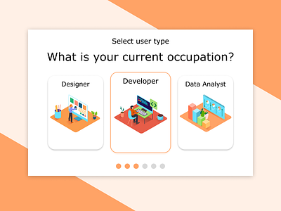 DailyUI #064 Select User Type daily ui dailyui data data analyst design designer developer hover illustration orange select shadow ui user user type