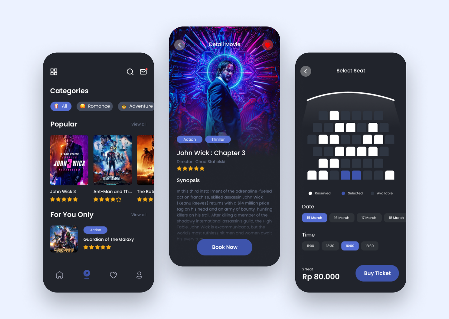 Cinema Booking Concept App by Zaki Alghifari on Dribbble