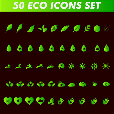 Eco Nature Icons Set adobe black designology branding channel logo design graphic design icon design illustration vector