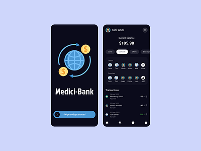 Medici-Bank balance bank bank cards banking app finances mobile app mobile design transactions ui ux