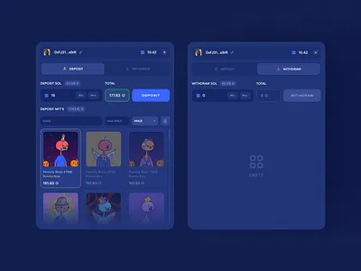 NFT Roulette - Replenishment blockchain cards casino casino game crypto casino deposit gambling game design game ui gaming nft game roulette solano ui ux withdraw