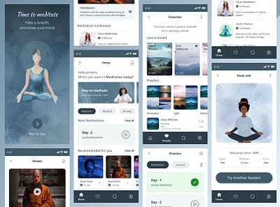 Meditation App UI app app design design figma meditation mobile ui ui yoga