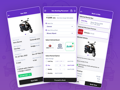 ZeMP Rider App UI/UX app bike bike rent mobile app rent rental rental app rider app ui ui design uiux ux ux design