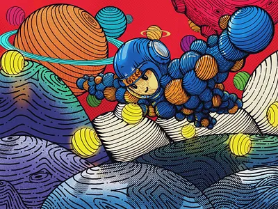 Balloon universe 2d design digital painting illustration nft photoshop