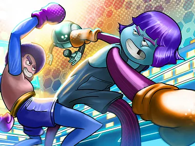 Fighters 2d design digital painting illustration nft photoshop