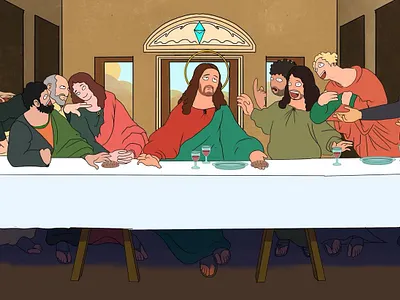 the last supper 2d digital painting illustration nft photoshop