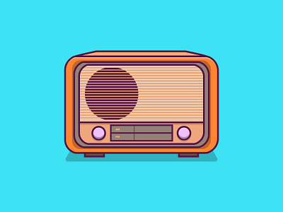 Retro Radio Vector blue design entertainment flat graphic design illustration logo music orange radio vector