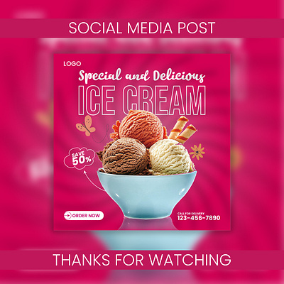 Ice-Cream Social Media / Instagram Post Design agrafixer branding delicious design graphic design ice icecream logo logodesign special