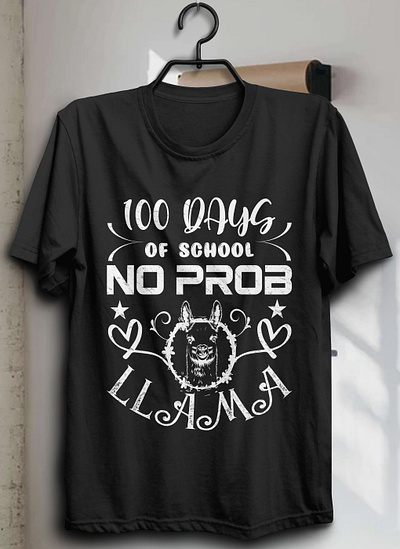 100 Days of school no prob LLama T-shirt design animal branding design graphic design t shirt typography