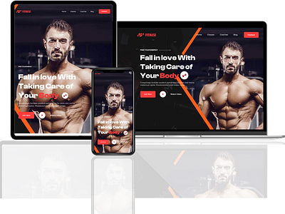 Fitness Website Design boxing clean design exencise fitness graphic design gym healthy hero section illustration landing page logo musecle nutrition simple sport traing ui ux vector website workout