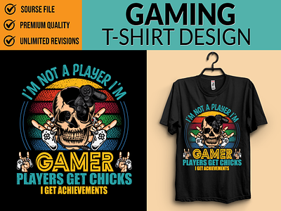 Gaming T-Shirt Design gamer t shirt gamer t shirt design gaming lover gaming retro design gaming skull gaming t shirt gaming t shirt design graphic design graphic t shirt design retro vintage vintage retro vintage t shirt