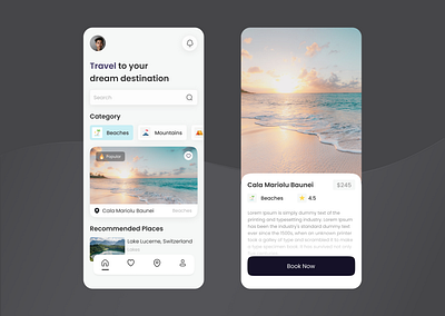 Travel Mobile App mobile app travelapp traveling typography ui uiux ux