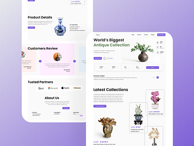 Antique Collection Landing page UI animation app brand branding clean design flat graphic design icon identity minimal mobile typography ui ux vector web web design website