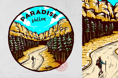 Explore to the paradise branding camping forest graphic design hiking illustration outdoor paradise rock sticker