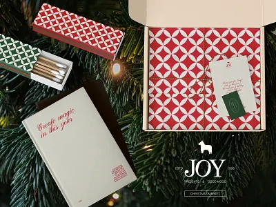 Christmas Market "JOY". Branding box design brand identity branding christmas graphic design logo logo design matches new year notebook cover pattern present visual identity