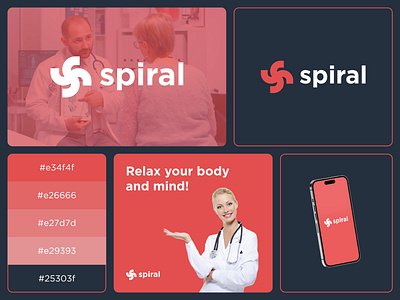 spiral - Logo Design Concept body brand identity branding care circle concept creative design designer portfolio designs letter letterlogo logo logo designer medical medicare mind modern s spiral