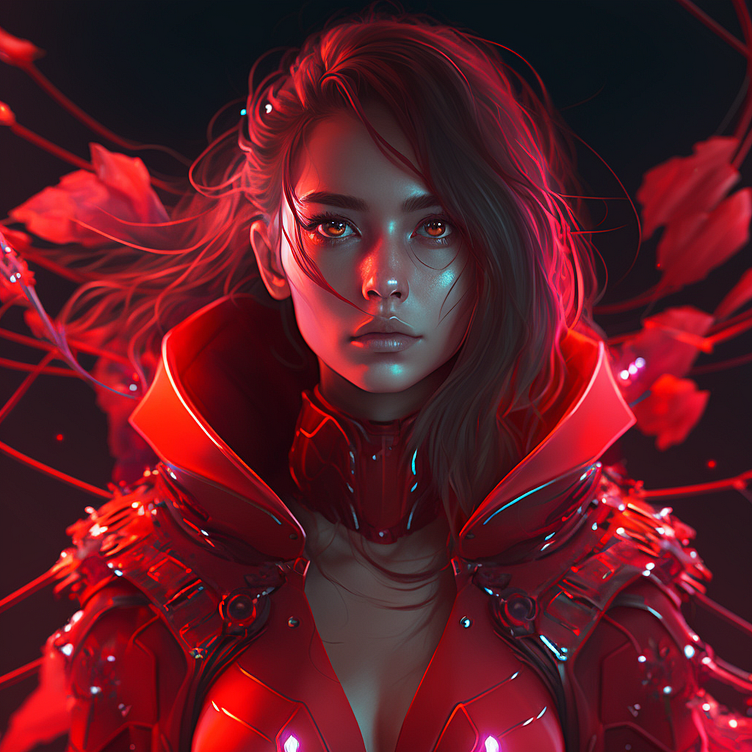 Red and flowers, cyberpunk girl. by Ruslan Mussin on Dribbble