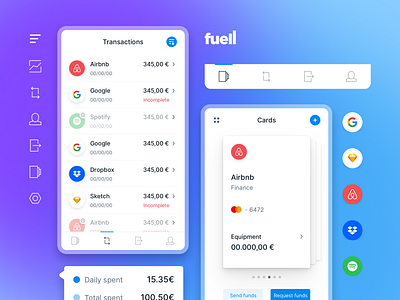 Fuell App · Keep track of your company spents app branding design ui ux