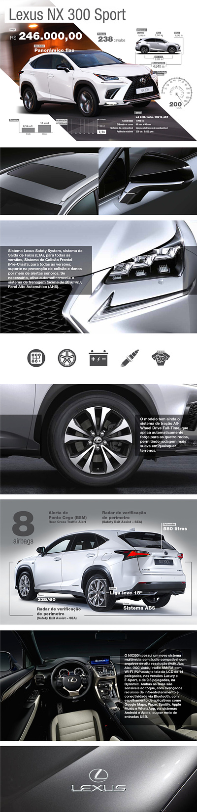 New Lexus NX 300 Sport infographic automotive car design editorial infografico infographic