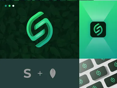 Letter S with Leaf Logo 3d leaf 3d s branding california design gradient graphic design leaf leaf logo logo logo design modern leaf logo modern logo modern s logo s logo usa vector