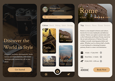 Travel App Design app branding design graphic design product design typography ui ux