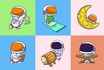 Cartoon Astronaut illustration for Ramadhan astronaut cartoon cute design graphic design illustration kids muslim ramadhan vector